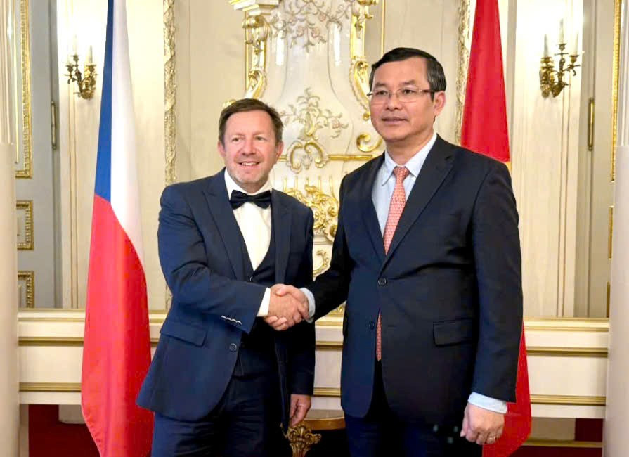 Thứ trưởng Bộ Giáo dục, Thanh niên và Thể thao Cộng hòa Séc Jaroslav Miller và Thứ trưởng Bộ GD&ĐT Việt Nam Nguyễn Văn Phúc tại buổi làm việc. z6676017169999-8b45eee5e04503563a2b86687f682709.jpg