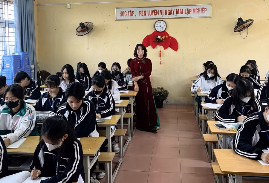 Giờ học tại Trường THPT Trần Quang Khải (Hưng Yên).