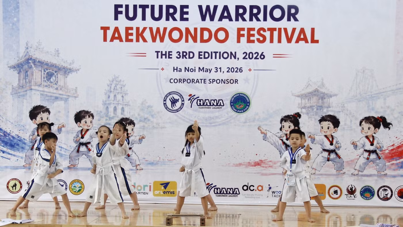 Một tiết mục của trẻ mầm non tại Future Warrior Taekwondo Festival 2026.