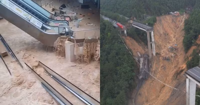 Hình ảnh từ Đài truyền hình trung ương Trung Quốc (CCTV) cho thấy nhiều ngôi làng bị ngập trong nước lũ, một cây cầu ở khu vực đồi núi bị sập hoàn toàn. cau-sap-nuoc-lu-cuon-troi-nha-cua-gan-81000-nguoi-so-tan-o-trung-quoc-7.jpg