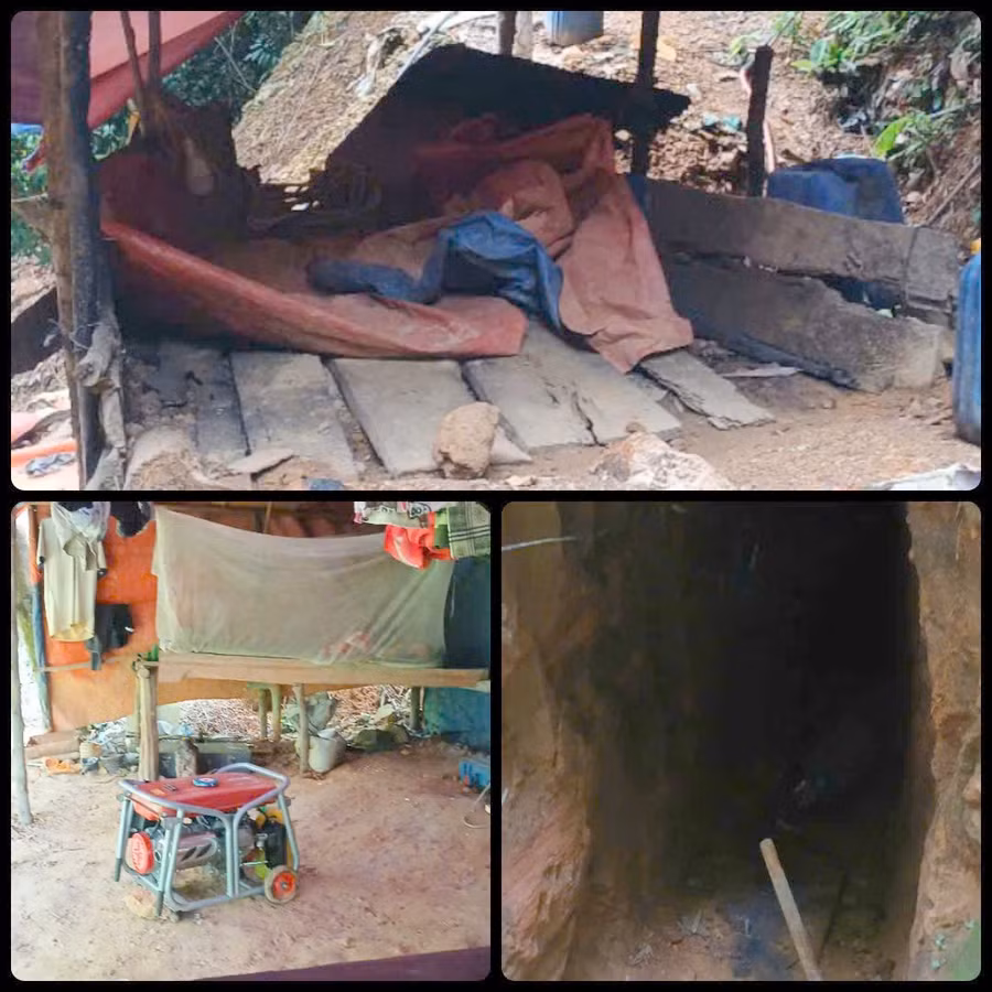 "Vàng tặc" tiếp tục dựng lán khai thác trái phép giữa rừng. 