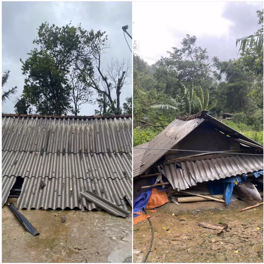 Ngôi nhà của ông Hồ Văn Chiến (ở thôn Hồ, xã Hướng Phùng) bị sập hoàn toàn.