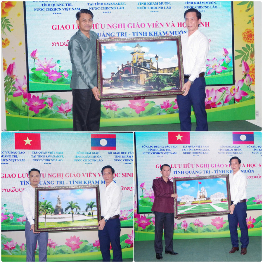 Lãnh đạo Sở GD&ĐT Quảng Trị tặng quà lưu niệm đến lãnh đạo các Sở, ngành tỉnh Khăm Muồn. giao-luu-giao-duc.jpg