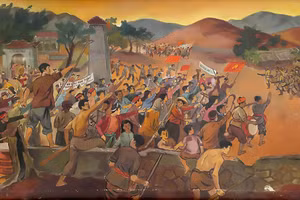 Tranh vẽ "Cao trào Xô viết Nghệ - Tĩnh" của tác giả Nguyễn Đức Nùng.