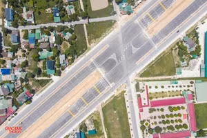 Đại lộ Vinh - Cửa Lò nhìn từ trên cao. (Ảnh: Phạm Tâm)