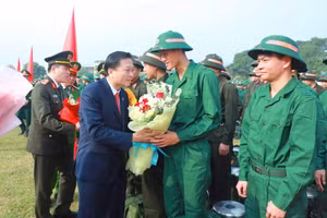 Lễ giao nhận quân năm 2025 ở tỉnh Nghệ An.