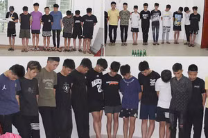 Nhóm thanh thiếu niên gây rối trật tự công cộng. (Ảnh: CANA)