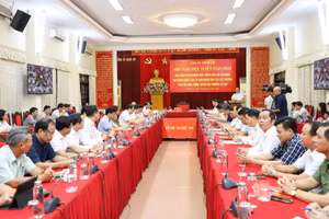 Hội nghị tại điểm cầu Tỉnh ủy Nghệ An.