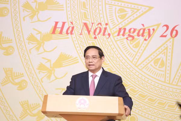 Thủ tướng Phạm Minh Chính phát biểu tại buổi gặp mặt, biểu dương các học sinh đoạt giải tại các kỳ thi quốc tế năm 2025.