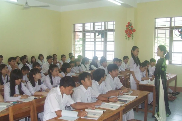 Giờ học tại Trường THPT Nguyễn Huệ (phường Tuy Hòa, Đắk Lắk). 