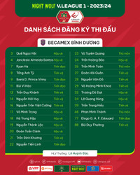 Danh sách cầu thủ 14 đội bóng dự V-League 2023/24