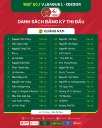 Danh sách cầu thủ 14 đội bóng dự V-League 2023/24