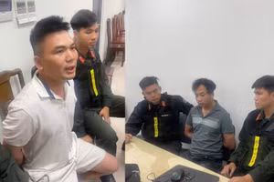 Hà Quang Sơn (trái) và Hoàng Văn Đông (phải) bị lực lượng chức năng bắt giữ.