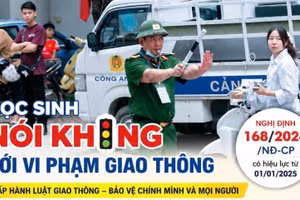 Tuyên truyền phòng, chống vi phạm an toàn giao thông trong học sinh (Ảnh Công an Bắc Ninh).