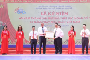 Thừa ủy quyền của Bộ trưởng Bộ GD&ĐT, ông Nguyễn Việt Oanh trao Bằng khen cho các tập thể, cá nhân. 