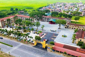 Trường THPT Yên Dũng số 1 nhìn từ trên cao. 