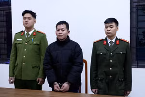 Bị can Trần Quốc Tín tại cơ quan công an.