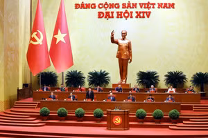 Đoàn Chủ tịch điều hành Đại hội XIV của Đảng. Ảnh: TTXVN.