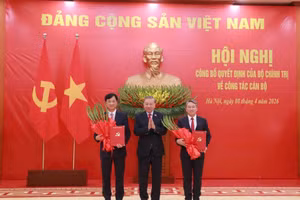 Tổng Bí thư, Chủ tịch nước Tô Lâm trao quyết định cho ông Nguyễn Duy Ngọc (ngoài cùng bên trái). Ảnh: TP.