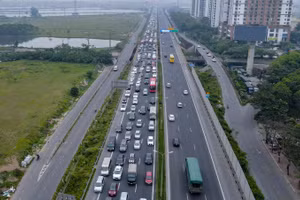 Một góc cao tốc Pháp Vân - Cầu Giẽ - Ninh Bình nhìn từ trên cao.