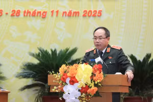 Trung tướng Nguyễn Thanh Tùng trình bày tờ trình tại kỳ họp.