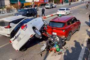 Hiện trường vụ tai nạn giao thông.