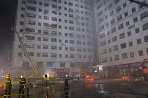 Diễn tập PCCC và cứu hộ cứu nạn ở chung cư HH Linh Đàm.
