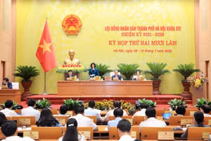 Thường trực HĐND TP Hà Nội điều hành kỳ họp. 