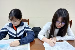 Học sinh Lê Thu Trang và Phùng Mai Anh.