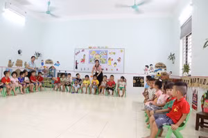 Trẻ mầm non tại một trường học Bắc Ninh.