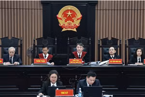 Hội đồng xét xử phiên tòa. Ảnh: Đức Tuấn.