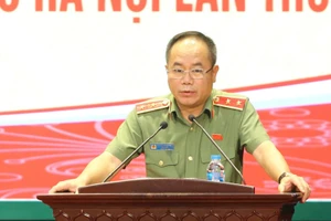 Trung tướng Nguyễn Thanh Tùng, Giám đốc Công an TP Hà Nội chủ trì hội nghị.