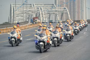 Lực lượng CSGT đảm bảo ATGT dịp Đại hội.