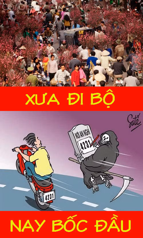 Còn đâu cái Tết xưa với đầy những dòng người đi bộ.