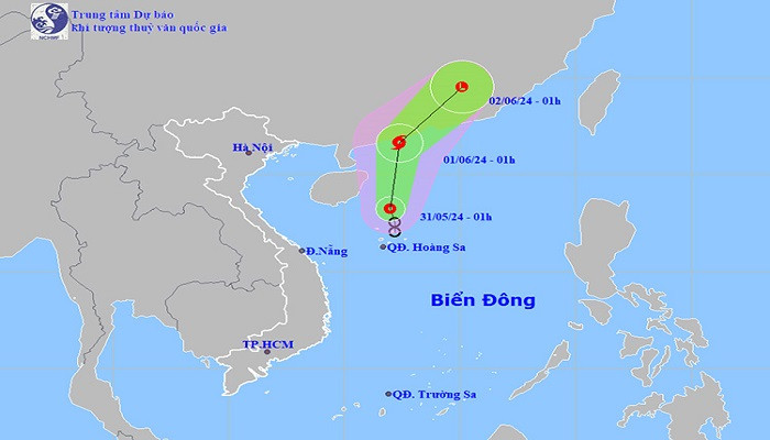Vị trí và đường đi của áp thấp nhiệt đới.