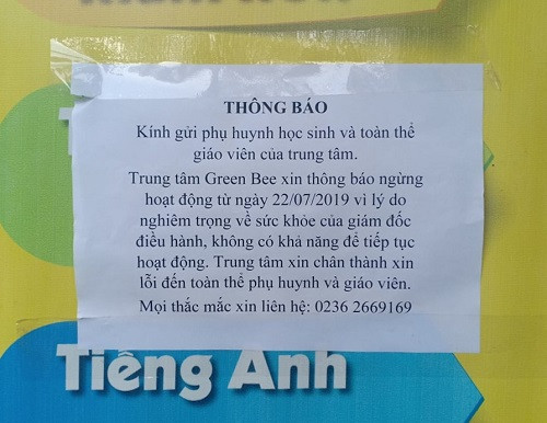 Thông báo bất ngờ đóng cửa của trung tâm khiến nhiều phụ huynh lo lắng