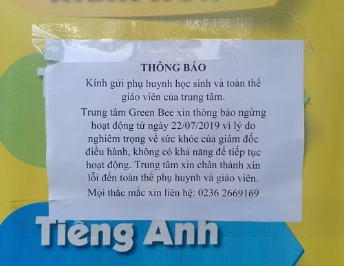 Thông báo bất ngờ đóng cửa của trung tâm khiến nhiều phụ huynh lo lắng