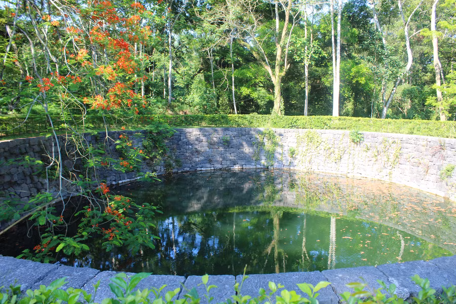 Qua Cầu Bạch chừng 20m về phía Đông Bắc là Giếng cổ Lam Sơn. Tương truyền, giếng cổ đã có cách đây trên 700 năm. Nước giếng trong xanh quanh năm không cạn, bờ Bắc được lát bậc đá lên xuống, cung cấp nước cho điện Lam Kinh. Ảnh: LT.