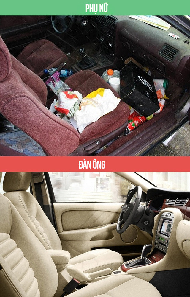 Sự khác biệt “chuẩn không cần chỉnh” giữa đàn ông và phụ nữ ảnh 4 Xe hơi của phụ nữ luôn bừa bộn đủ thứ khăn giấy, bánh kẹo còn đàn ông cưng xe như vợ hai nên xe lúc nào cũng sáng bóng như thế này.