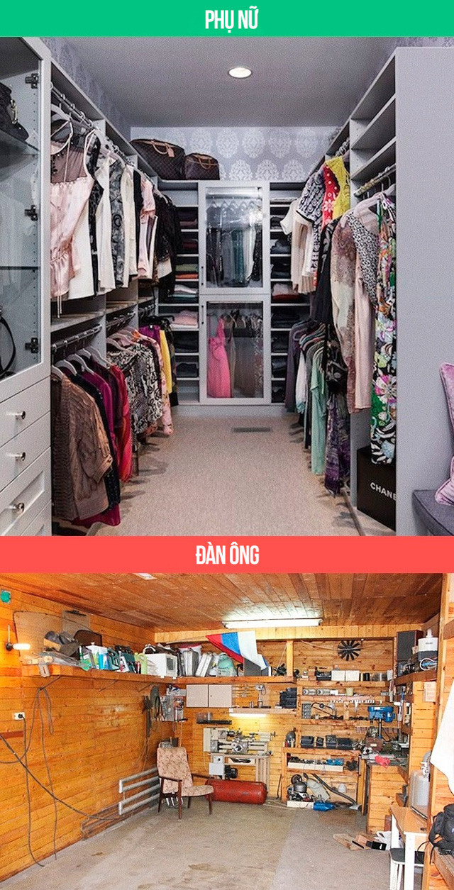 Sự khác biệt “chuẩn không cần chỉnh” giữa đàn ông và phụ nữ ảnh 6 Nàng nào cũng mong muốn có một phòng thay đồ long lanh với đủ các thứ quần áo, phụ kiện trang sức còn đối với các chàng thì chẳng gì thích thú hơn một căn phòng toàn đồ công nghệ.