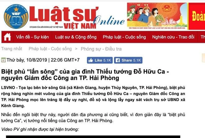 Đưa tin sai về biệt phủ của tướng công an, tạp chí bị phạt 50 triệu