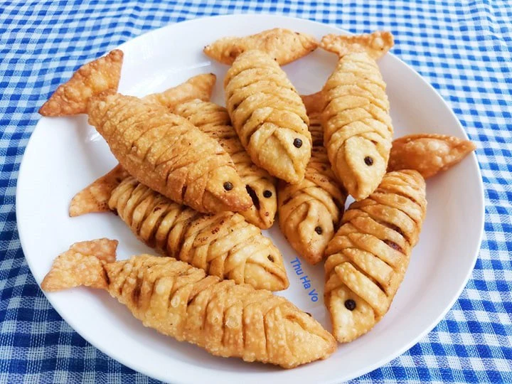 Chiếc bánh cá sau khi hoàn thiện rất đẹp mắt.
