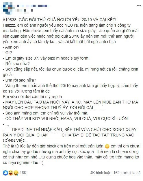 Câu chuyện được chia sẻ gây xôn xao.