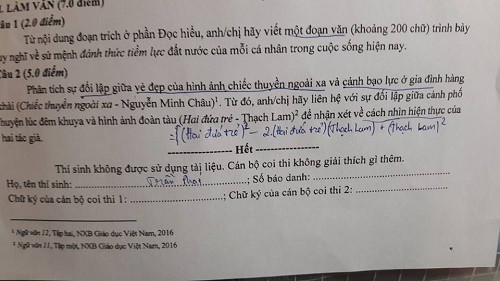 Khi học sinh chuyên toán thi văn. Khi học sinh chuyên toán thi văn.
