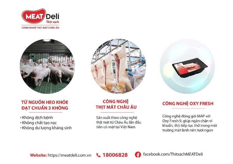 Thịt sạch MEATDeli sử dụng nguồn heo khỏe, áp dụng công nghệ thịt mát Châu Âu và công nghệ đóng gói với Oxy-Fresh giúp giữ thịt sạch, mềm ngon, trọn dinh dưỡng. Thịt sạch MEATDeli sử dụng nguồn heo khỏe, áp dụng công nghệ thịt mát Châu Âu và công nghệ đóng gói với Oxy-Fresh giúp giữ thịt sạch, mềm ngon, trọn dinh dưỡng.