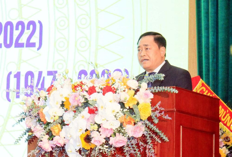 Ông Hồ Tiến Thiệu Chủ tịch UBND tỉnh Lạng Sơn phát biểu tại buổi lễ.