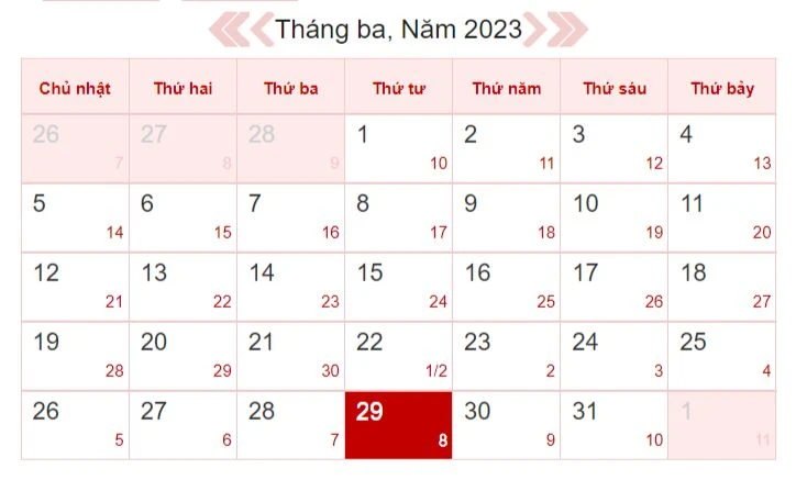 Xem lịch âm hôm nay 29/3: Kiêng khai trương, về nhà mới