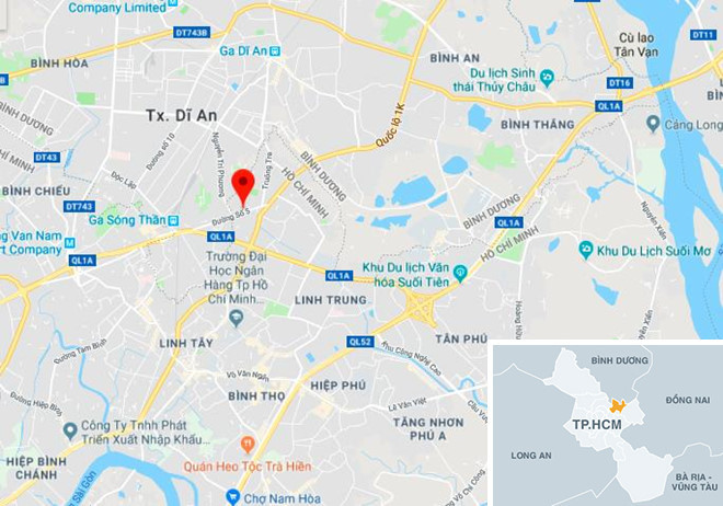 Vị trí gần nơi xảy ra vụ việc. Ảnh:Google Maps. Bat nghi pham danh chet nguoi roi ngu ben xac nan nhan hinh anh 2