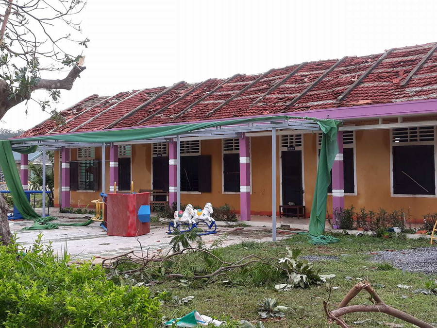Trường mầm non Quảng Đông sau bão