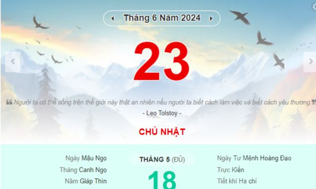 Lịch âm hôm nay - Xem lịch âm ngày 23/6